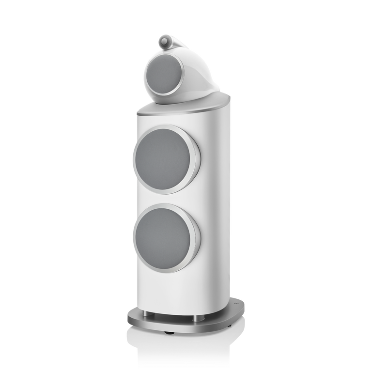 801 D4 - White side front covered woofers view